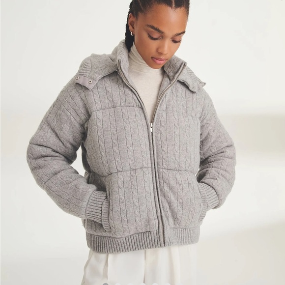 NEW Naadam Cashmino Cable Puffer Jacket - Picture 1 of 7